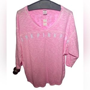 PINK Victoria's Secret Womens Large Oversized Cotton Jersey Dolman 3/4 Sleeves